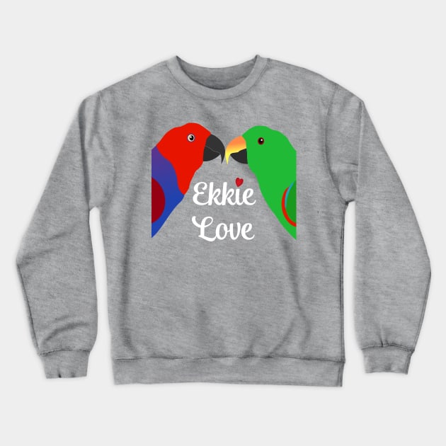 Eclectus Male Female Love Heart Crewneck Sweatshirt by Einstein Parrot